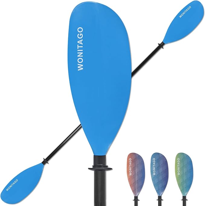 Kayak Paddle with Fiberglass Shaft and Reinforced Nylon Blade, Adjustable Kayaking Oars, 3 Piece, 230-250 cm/90-98 inches, 210-230 cm/82-90 inches