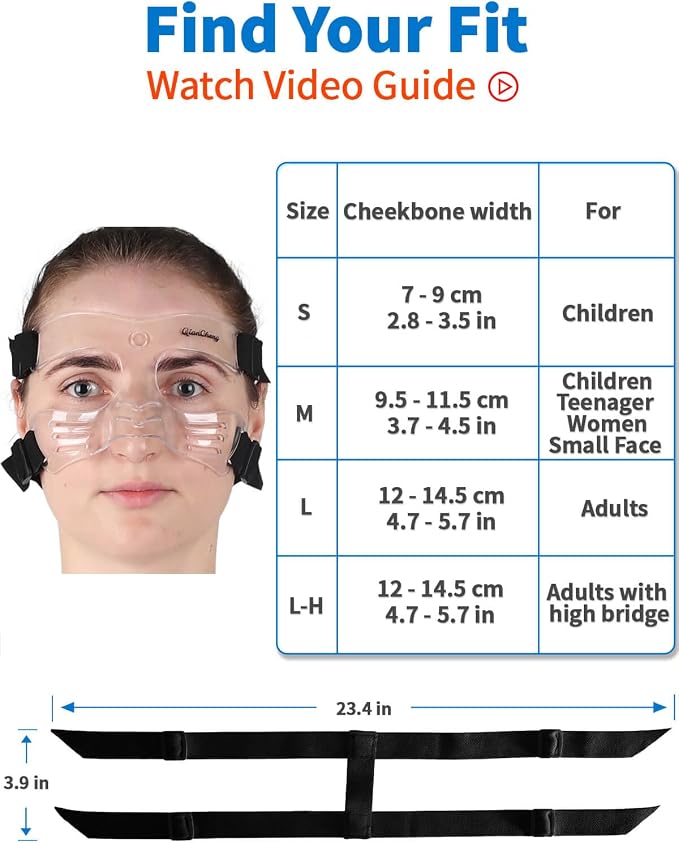 Nose Guard Face Shield for Broken Nose for Women Teenagers, Protective Face Mask L5 Medium Size with Padding, QC-L5-M