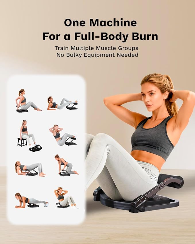 AIRHOP Ab Machine for Home, Ab Exercise Equipment for Core Training, Foldable Ab Crunch Machine with 4 Adjustable Resistance, Sit Up Exercise Equipment 330 LBS Capacity for Beginners & Pros