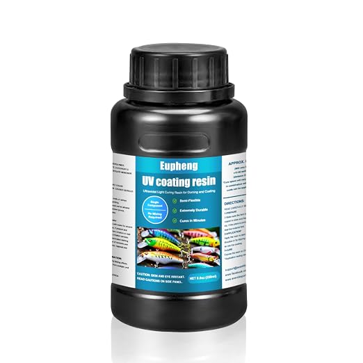 Eupheng Fishing Lure UV Coating Resin, Fast Cure, High Gloss Finish Ideal for Resin Art Projects