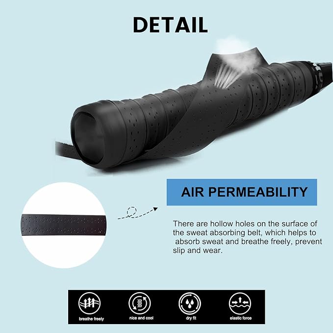 GLL Super Long Breathable Racket Overgrip, Super Absorbent Skid Resist Absorb Sweat Grip Tape, Handles Protection for Tennis Badminton Racquetball Squash Baseball