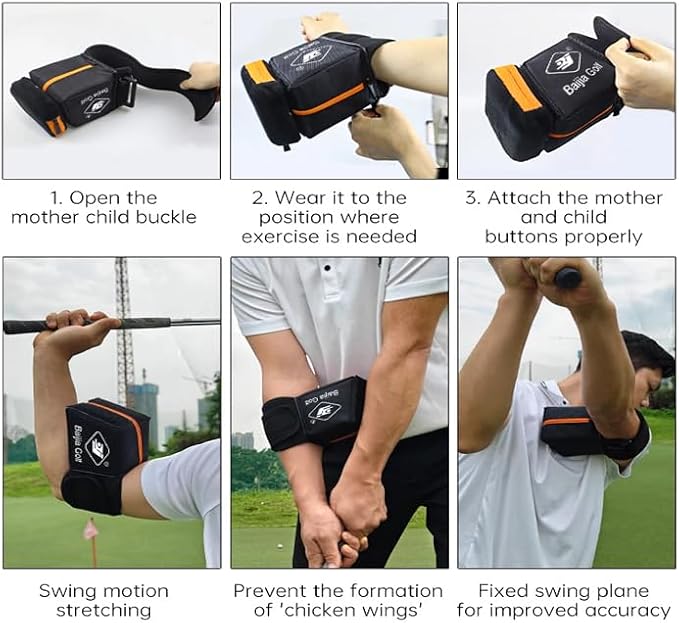Golf Swing Square Arm Action Trainer for Correcting Chicken Wings & Perfecting Wrist Release Professional Golf Swing Practice Aid