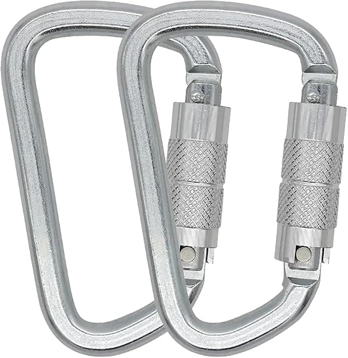 Auto Locking Carabiner 30KN=6500lbs Heavy Duty Large Clip Climbing Carabiner Twist Lock Carabiners for Rock Climbing, Camping, Gym,Rescue (CE Rated,D Shape)