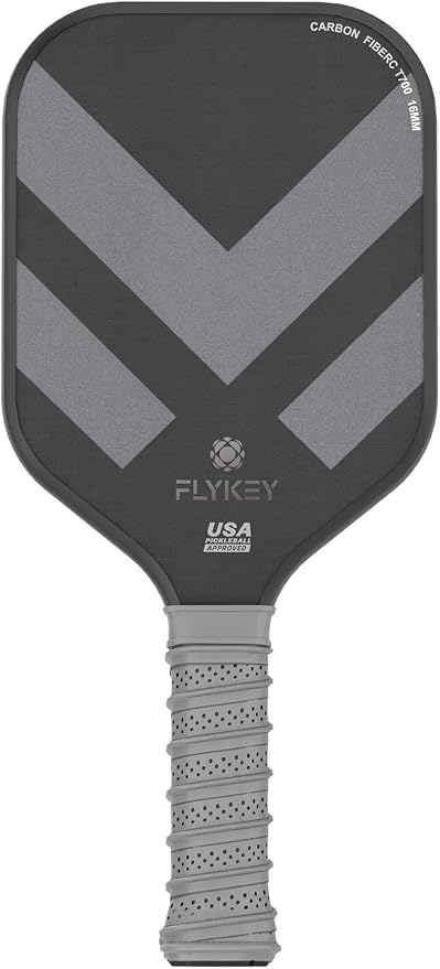 FLYKEY Pickleball Paddles, T700 Carbon Fiber Pickleball Paddle with a 16mm Shark Power Polymer Core, USAPA Approved Pickle Ball Paddle, Strong Spin and Power Surface,Strong Shock Absorption