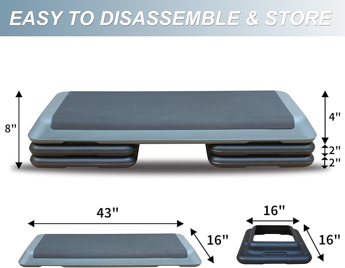 Aerobic Step Platform 30" × 14" Height Adjustable Workout Step for Fitness Strength Training with Risers Exercise Platform for Home Gym