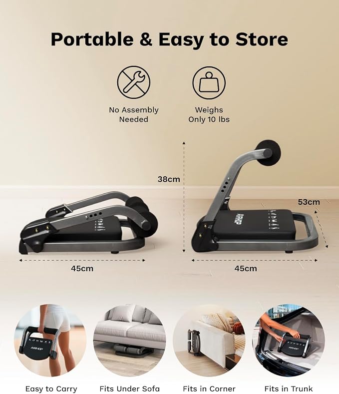 AIRHOP Ab Machine for Home, Ab Exercise Equipment for Core Training, Foldable Ab Crunch Machine with 4 Adjustable Resistance, Sit Up Exercise Equipment 330 LBS Capacity for Beginners & Pros