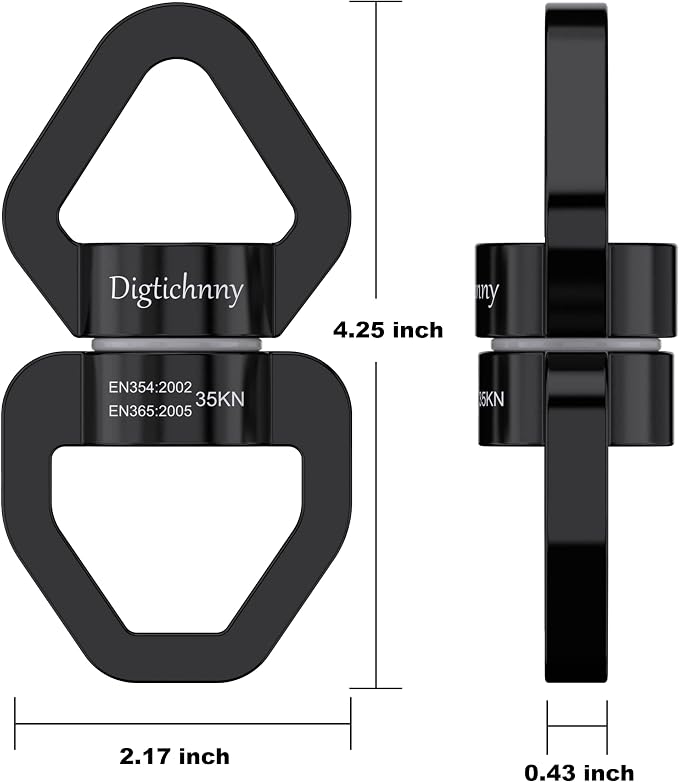 Swing Swivel, 35KN Safety Rotational Device, Swing Spinner for Web Tree Swing, Aerial Dance, Children’s Swing, Hanging Hammock (Full Black)