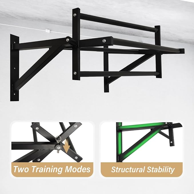 BDL Wall Mounted Pull Up Bar Chin Up bar Multifunctional Dip Station for Indoor Home Gym Workout, Power Tower Set Training Equipment Fitness Dip Stand Supports to 440 Lbs