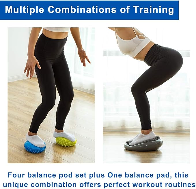 StrongTek Balance Essentials Duo – 2-in-1 Foam Balance Pad & Hedgehog Pod Kit for Rehab, Agility & Core Stability Training