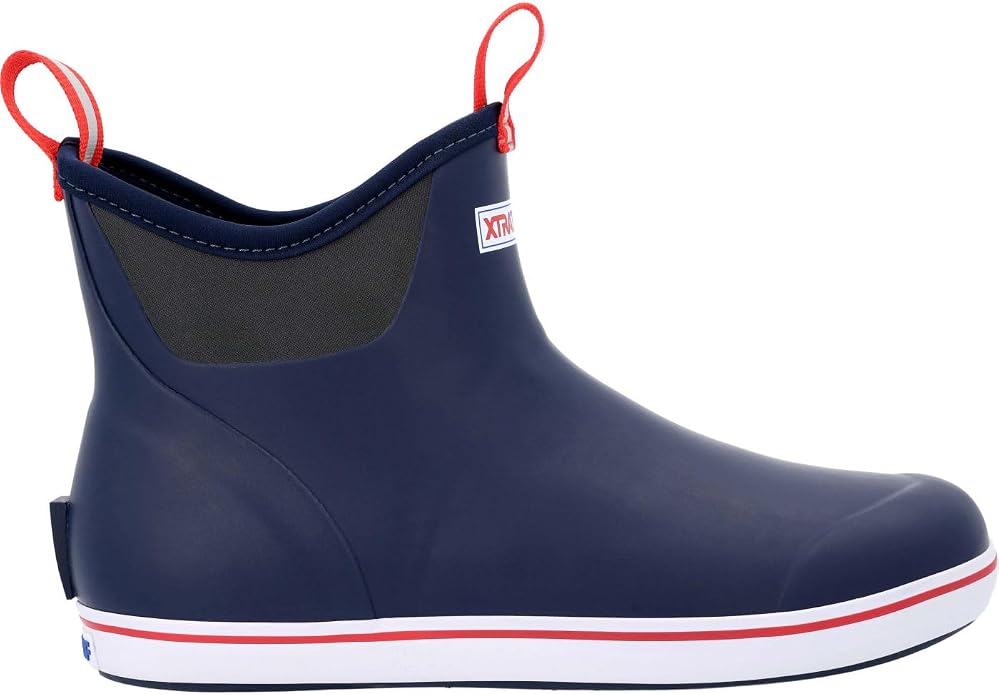 XTRATUF Performance Series 6" Men’s Full Rubber Ankle Deck Boots, Navy & Red (22733), 13