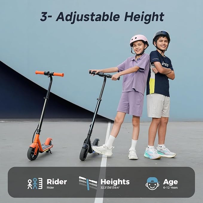 Electric Scooter for Kids Ages 6-12, 150W Motor, Simple One-Button Control, 2 Safe Speeds (6/10 MPH), K2 Pro for 3 Speeds, Colorful Lights, Magnetic Charging, Dual Brake System, 154 Lbs Load Capacity