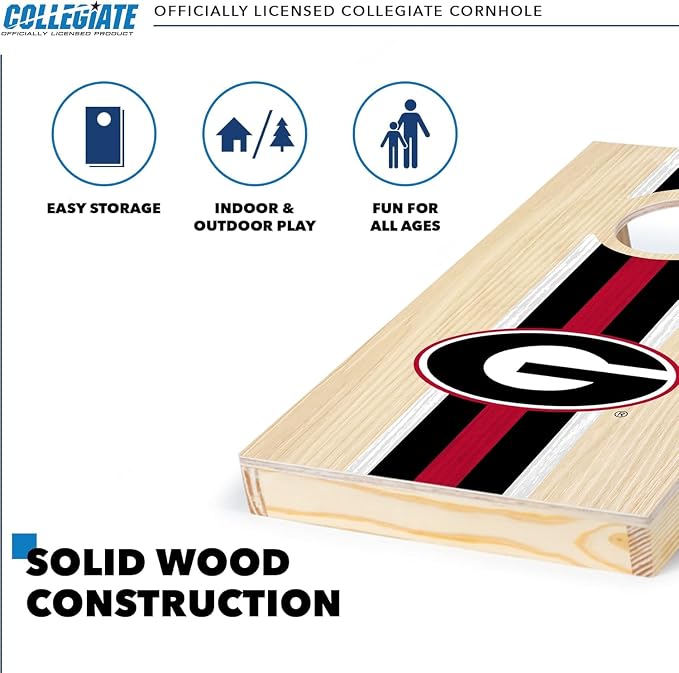 Wild Sports College Portable Size 1' x 2' Solid Wood Cornhole Set with Direct Print HD Team Graphics – Travel Size