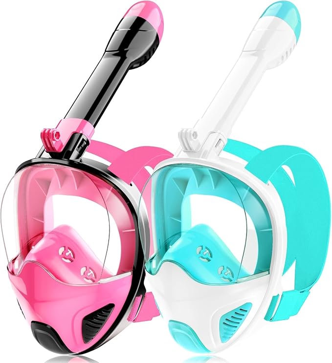 Full Face Snorkel Mask for Adults Teen, Snorkeling Gear with Detachable Camera Mount, Panoramic 180° View, Anti-Fog Anti-Leak Snorkling Set for Man and Women
