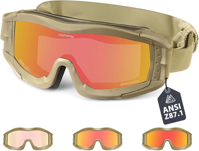 Airsoft Goggles Anti Fog with ANSI Z87.1 Certified, Safety Goggles Impact Resistant, Tactical Shooting Glasses
