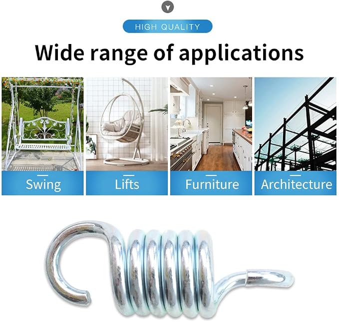 Spring Hook for Patio Swing 990lbs Capacity Hammock Swing Accessories 4.52 Inch Galvanized Extended Hooks 2pcs (Cross Swing Spring)
