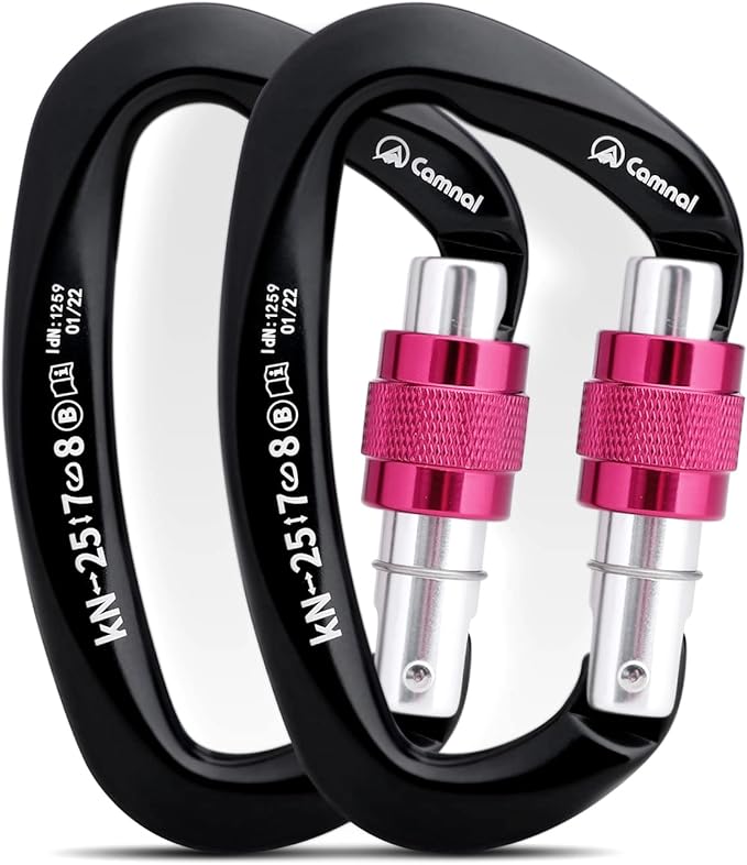 Heavy Duty Carabiner UIAA Certified Locking Carabiner 25KN (About 5620 lbs) Screw Lock Carabiner D Shape Carabiner Clip for Rock Climbing, Mountaineer, Aerial Work