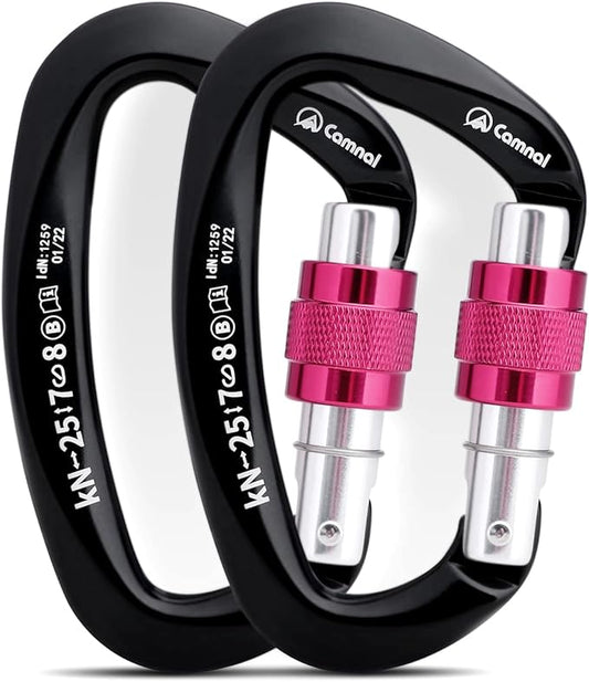 Heavy Duty Carabiner UIAA Certified Locking Carabiner 25KN (About 5620 lbs) Screw Lock Carabiner D Shape Carabiner Clip for Rock Climbing, Mountaineer, Aerial Work