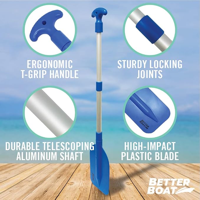 Boat Paddle Telescoping Plastic Collapsible Oar, Kayak, Jet Ski, Rafting, Mini Canoe Paddles, Tubing Floats, Rowing Safety Accessories for Kids and Adults