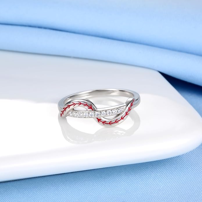 Sterling Silver Baseball Softball Volleyball Football Ring Sports Rings Jewelry Gifts for Women Player Team