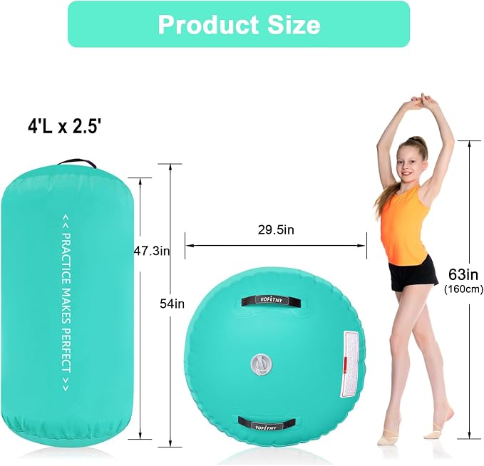 VOFiTNY Inflatable Gymnastics Air mat Tumbling Track with Air Barrel Octagon Mat with Pump for Home/Gym