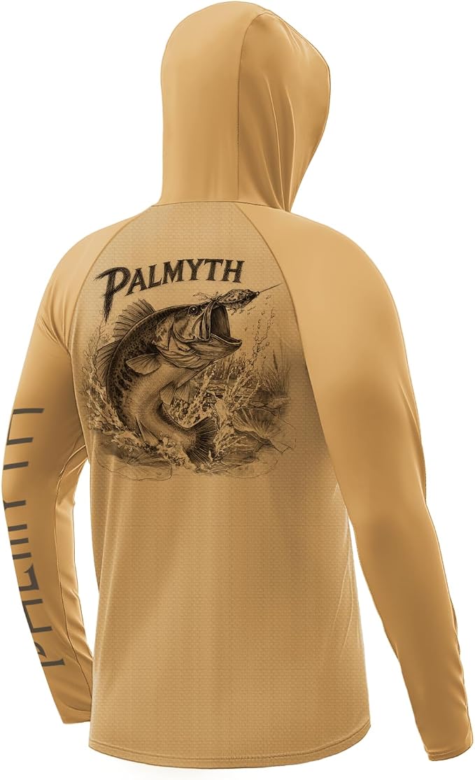 Palmyth Men's Fishing Hoodie Shirt UPF 50+ Quick-Dry Breathable Long Sleeve | Long Sleeve Fishing Shirt, UPF 50+ Sun Protection, Quick-Dry Fabric, Breathable Mesh Back, Built-in Face Mask, 4-way Stretch