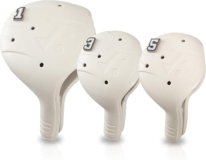 Snap-On Golf Club Covers for Right-Handed Golf Clubs, Easy On Off in 1 Second, Fits 460cc Drivers, Washable EVA Plastic with Shaft Lock, DIY Pins for Customization
