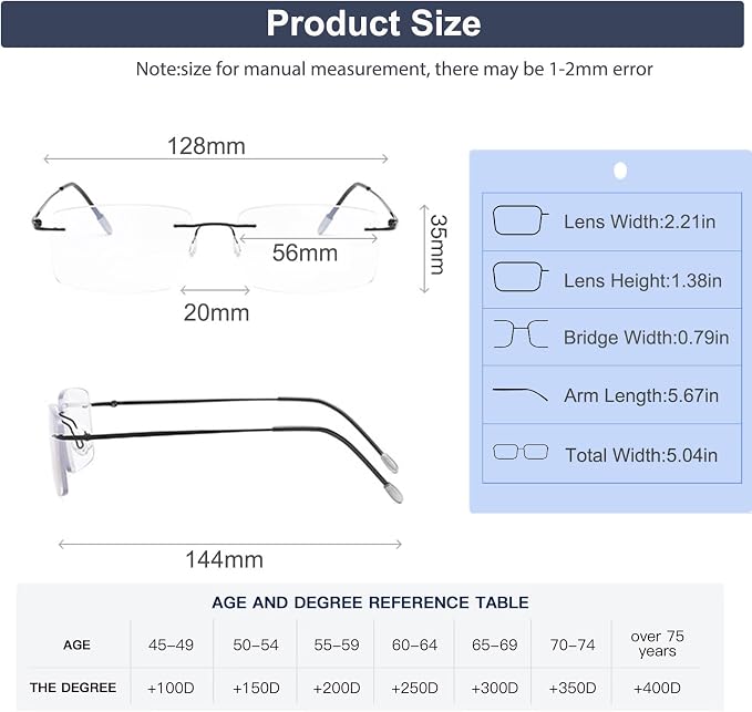K.LAVER Photochromic Bifocal Reading Glasses Blue Light Blocking Readers For Men And Women Transition Rimless Sunglasses