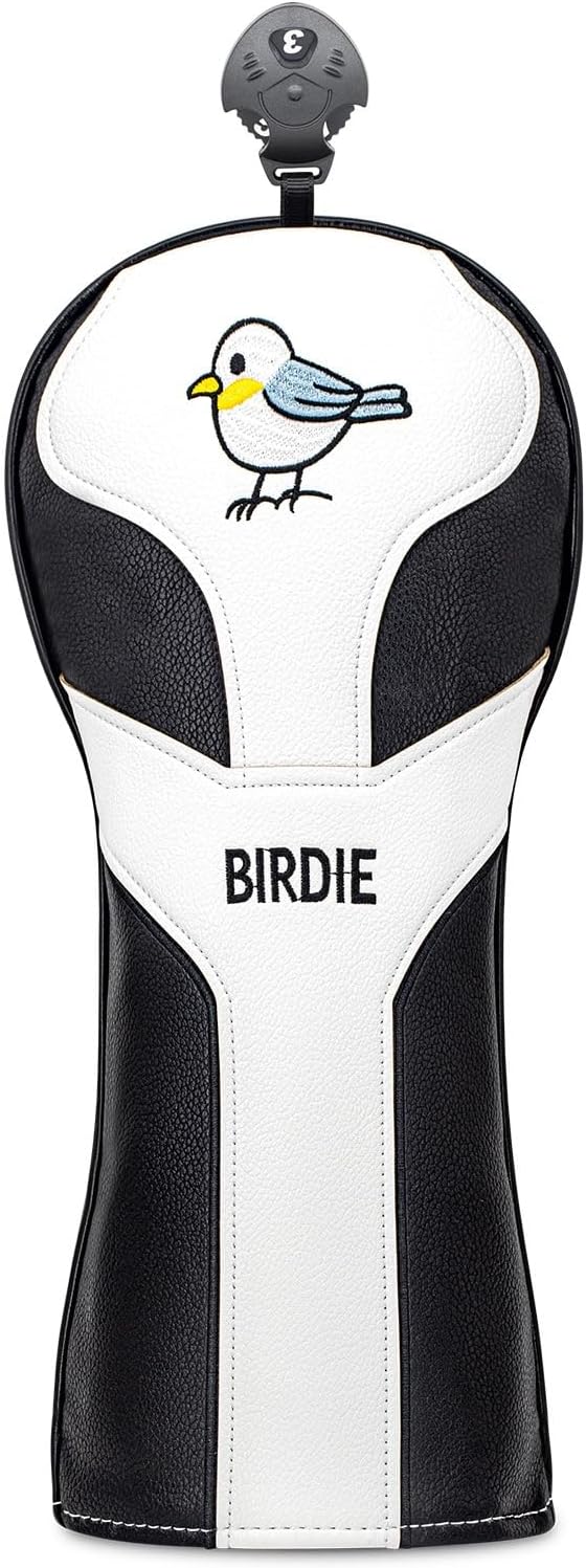 Vesperlux Birdie Golf Headcover Driver Wood Hybrid | Waterproof, Anti-Slip, 3-Pack, Universal Fit, Alignment Stick Cover, Durable, Adjustable Number Dial, Funny Unisex Golf Gift