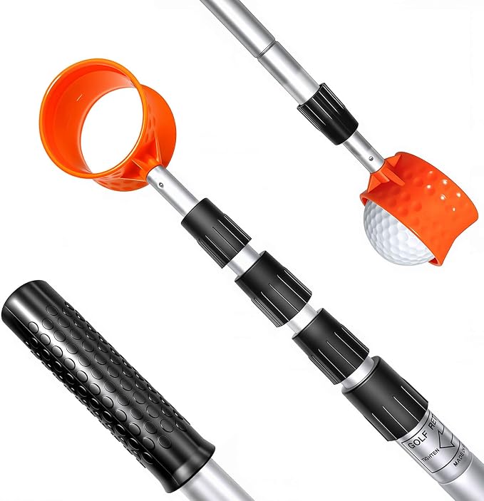 SPEENSUN Golf Ball Retriever, Max 6/9/12/15Ft Lightweight Portable Stainless/Aluminum Alloy Telescopic Golf Ball Grabber for Water, Bushes, Grass and Sand, Golf Accessories Gifts for Men Women