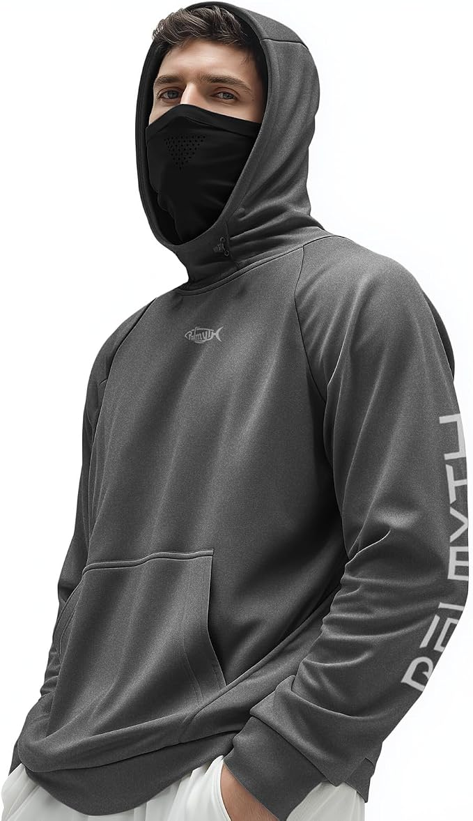 Palmyth Men's Fishing Hoodie Fleece Lined with Neck Gaiter for Cold Weather | Fleece Lining, Wind- and Water-Resistant Shell, Breathable Neck Gaiter, Underarm Vents, Thumb Holes, Adjustable Hood and Hem