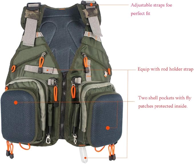 Kylebooker Fly Fishing Vest Pack Adjustable for Men and Women