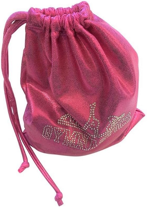 LIL'FOX 8"x10" Drawstring Gymnastics SMALL GRIP BAG 26x20cm - Lightweight Bag for Personal Equipment - Shiny Foil Rhinestones