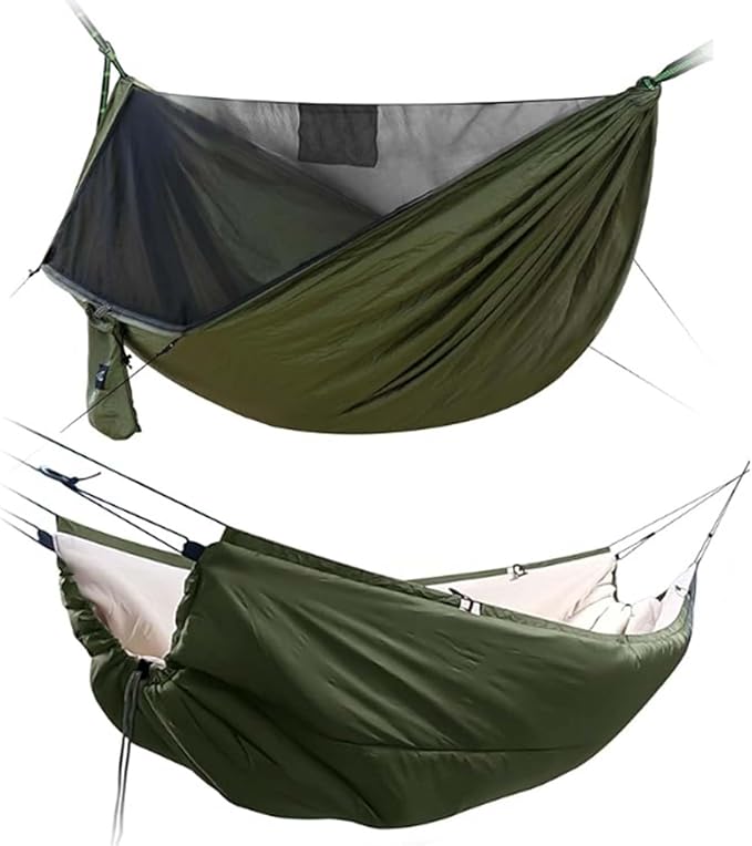 Camping Hammock with Underquilt, Lightweight Hanging Hammocks Tree Straps, All-in-one Fast Open Hammock for Outside, Hiking, and Travel