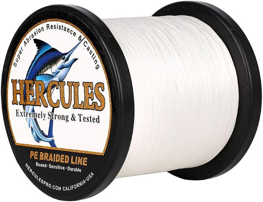 HERCULES Cost-Effective Super Cast 8 Strands Braided Fishing Line 10LB to 300LB Test for Salt-Water,109/328/547/1094 Yards(100M/300M/500M/1000M),Diam.#0.12MM-1.2MM,Hi-Grade Performance,Variety Colors