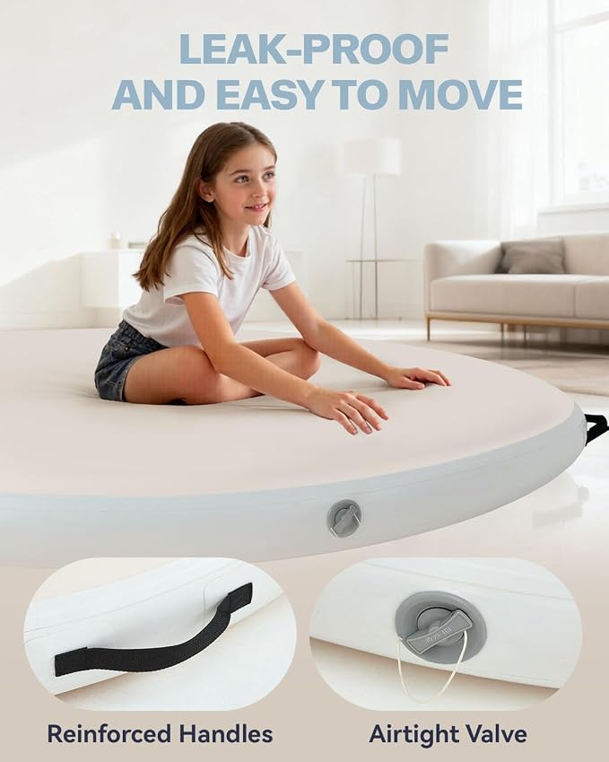Inflatable Gymnastics Air Spot Mat, Tumbling Mat Tumble Air Spot - Gymnastics Training Springboard - Round Inflatable Springboard with Pump for Yoga Training Cheerleading Home Use