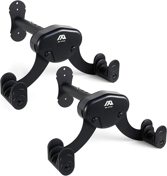 Buffalo Bike Wall Mount Rack – Adjustable Heavy-Duty Horizontal Indoor Hanger for Road, Mountain & Hybrid Bikes up to 48.5 lbs / 22 kg, Space-Saving Garage & Apartment Storage (2 Pack)