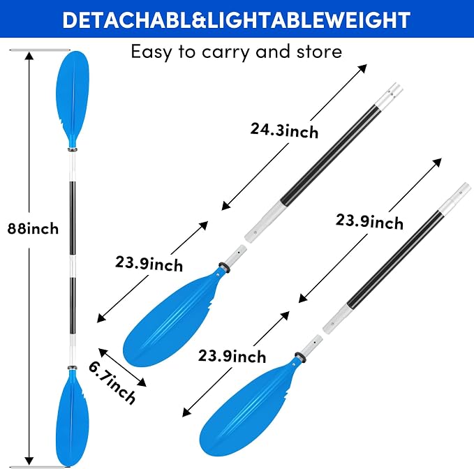 Kayak Paddles Adjustable 88in 4 Piece Kayak Oars Boat Paddles for Adults with Paddle Leash, Canoe Paddles for Kayaking Rafting Jet Ski Canoe Outdoor Kayak Water Sports and Safety Boat Accessories