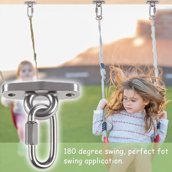 Of2 Heavy Swing Hangers Stainless Steel 304 Rust-Proof Playground Porch Yoga seat Hanger Swing Hammock Chair Suspension kit Indoor and Outdoor 2000 pounds Capacity 2 carabiners