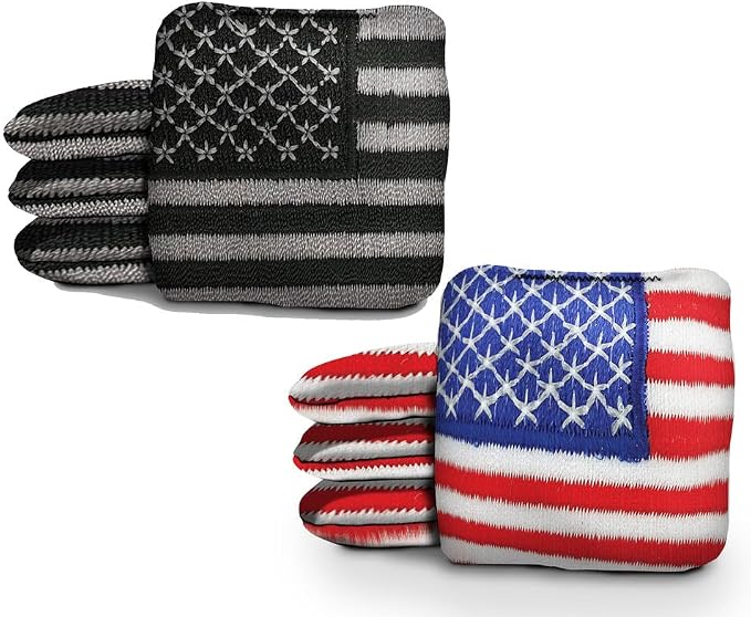 Slick Woody's Official Brand Beer + American Flag Cornhole Bags – Resin-Filled Tournament Performance with Dual Sided Professional Use Fabric- Set of 8