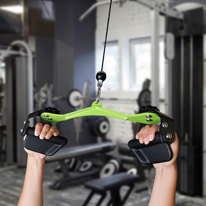 Adjustable Lat Pull down Bar, Cable Machine Attachments for Gym, Home Gym Fitness T-bar Row Pulldown Attachments, Lat Pull Down Machine Wide Grip Neutral Grip Handle