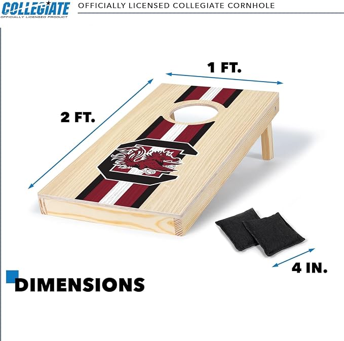 Wild Sports College Portable Size 1' x 2' Solid Wood Cornhole Set with Direct Print HD Team Graphics – Travel Size