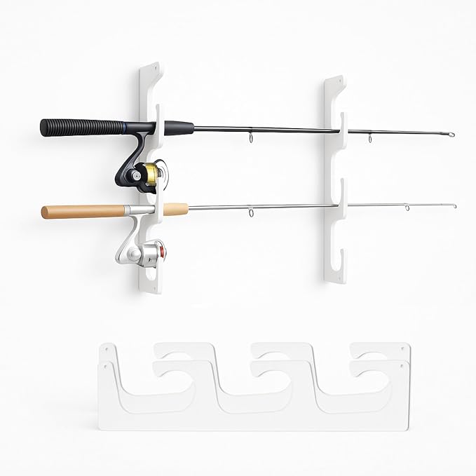 TRAPSKI Made in The USA Fishing Rod/Pole Holder Rack Organizers | Wall or Boat Mounting Fishing Rod Rack | Marine Grade HDPE Plastic | Pole Holder for up to 3 Rods | Stackable