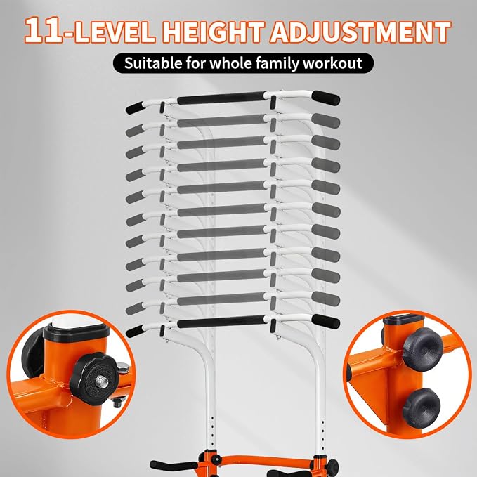 Power Tower Pull Up Bar and Dip Station, 11-Height Adjustable Pull Up Bar Station for Home Gym, Multi-Function Strength Training Fitness Equipment for Pull Ups, Dips, Push Ups & Knee Raises