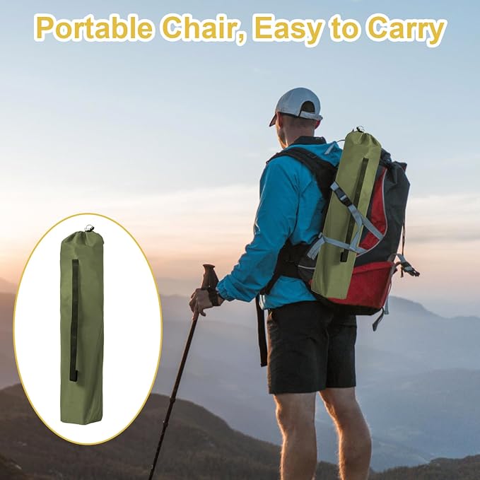 Folding Camping Chair with Cup Holder & Storage Bag, 225lbs Capacity, Large Anti-Sink Feet, Breathable PE Coated Fabric for Outdoor, Hiking, Beach, Fishing, Backpacking, 2PCS Green