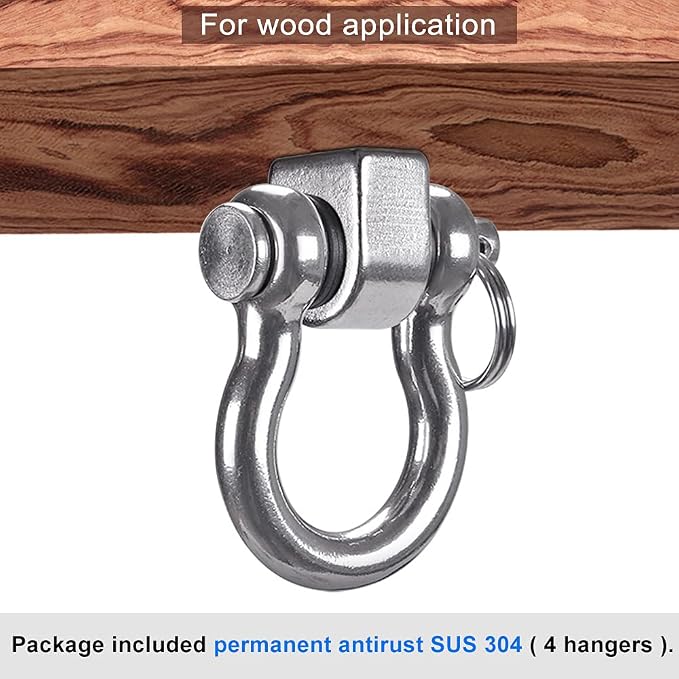 SELEWARE Heavy Duty 180° Swing Hangers, Stainless Steel Eye Screw Bracket, 1800 LB Capacity Playground Yoga Hammock Rope Tire Web Chair Sandbag Punching Bag Porch Swing Sets (6 Pack)