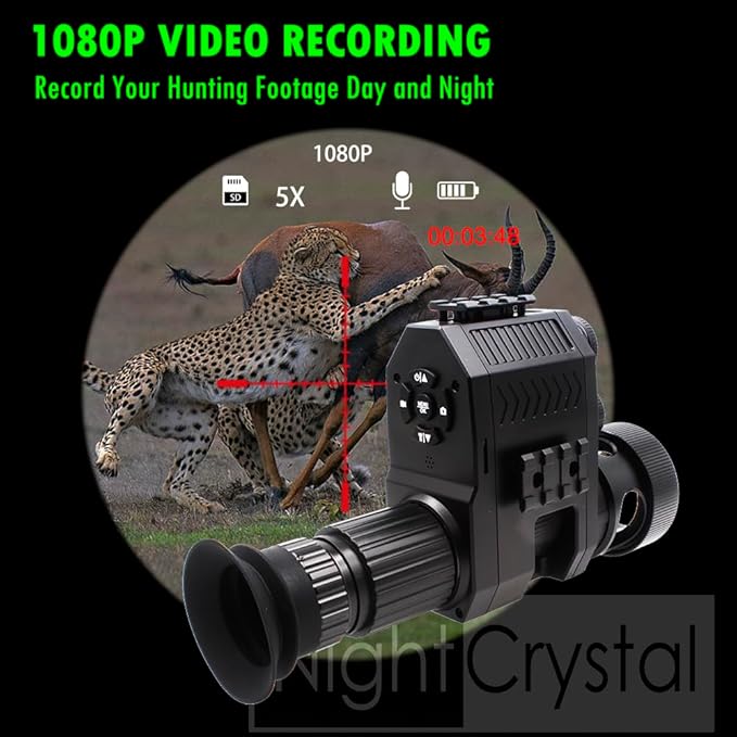 Megaorei M4A M4C 1080p HD Hunting Digital Infrared Night Vision for Scope Monocular Attachment Camcorder with Built-in 850nm Infrared IR Flashlight (with 32G MicroSD Card, Without Battery)