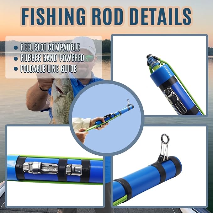 SUFFUSE Fishing Rod, Compact Catapult Fishing Pole, Portable Freshwater and Saltwater Fishing Lures Suitable for Outdoor Hunting and Traveling