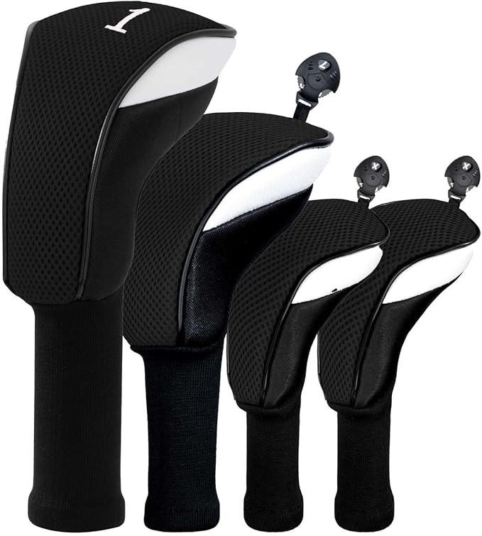 Golf Club Head Cover for Driver Fairway Hybrid 3 Pcs Woods Headcovers, Golf Accessories Head Covers Set with Interchangeable No. Tags 3 4 5 7 X Golf Accessories for Men Women