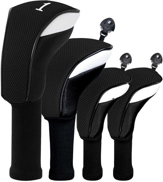 Golf Club Head Cover for Driver Fairway Hybrid 3 Pcs Woods Headcovers, Golf Accessories Head Covers Set with Interchangeable No. Tags 3 4 5 7 X Golf Accessories for Men Women