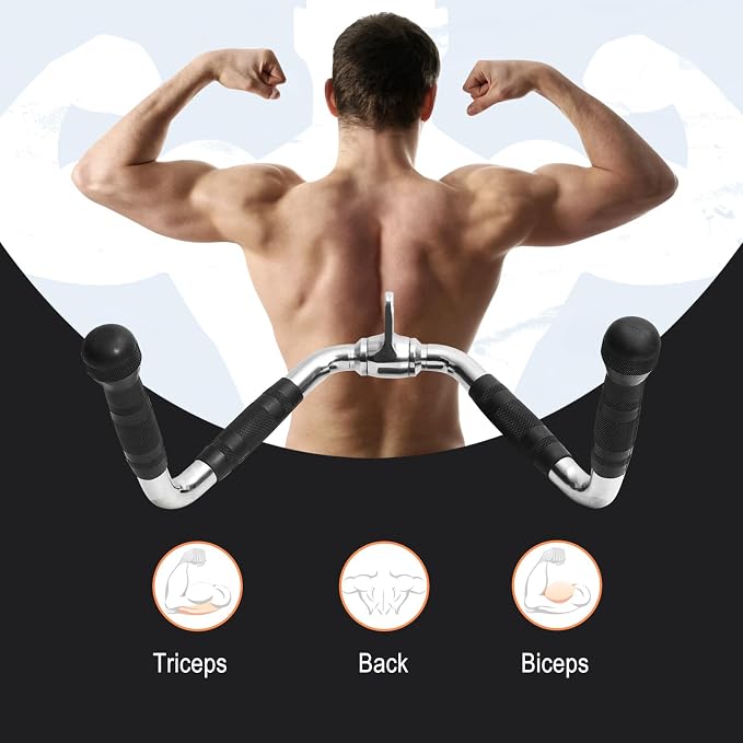 LAT Pull Down Bar Attachment: LAT Pulldown Tricep Bar for Strength Training - Multi-Exerciser Cable Machine Attachment Bar